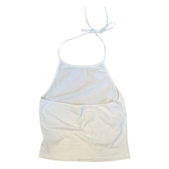 Brandy Melville Sachi Halter Top White Knit Tie Neck Low Cut Back OS - Picture 3 of 5